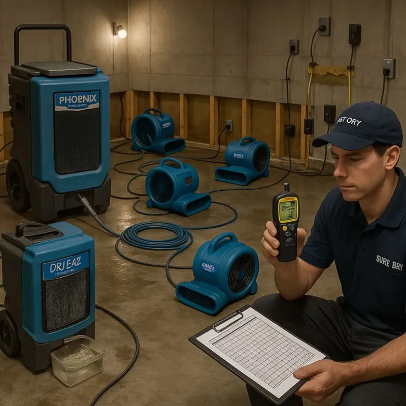 Structural Drying and Dehumidification process in Central Park, WA